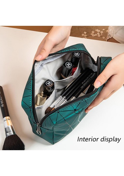 Makyaj Çantası Taşınabilir Pu Geometrik Elmas Çanta A (Yurt Dışından) modelleri