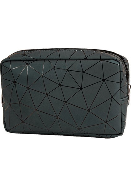 Makyaj Çantası Taşınabilir Pu Geometrik Elmas Çanta B (Yurt Dışından)