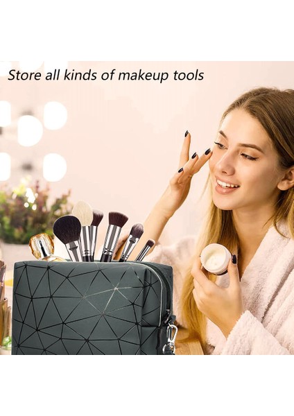 Makyaj Çantası Taşınabilir Pu Geometrik Elmas Çanta B (Yurt Dışından) indirimleri