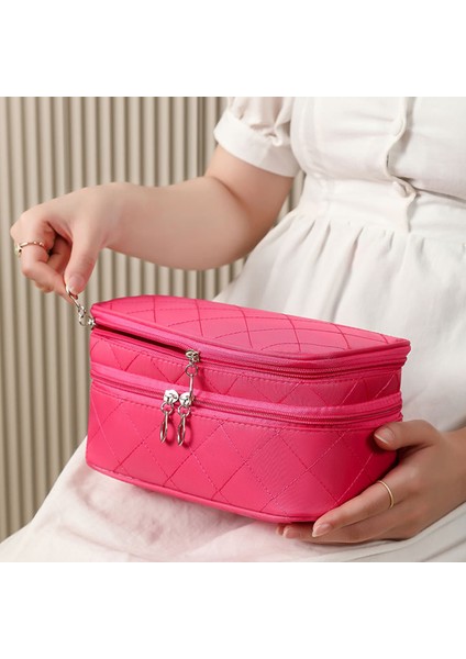 Kadın Gündelik Makyaj Çantası, 2 Katlı Seyahat Makyaj Çantası, D (Yurt Dışından) fırsatları