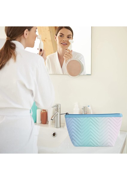 Kadın Çizgili Kademeli Renkli Makyaj Saklama Çantası (Yurt Dışından) indirimleri