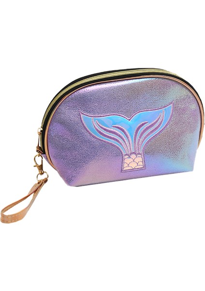 Balık Kuyruğu Lazer Makyaj Çantası Yarı Yuvarlak Nakışlı Çanta C (Yurt Dışından)