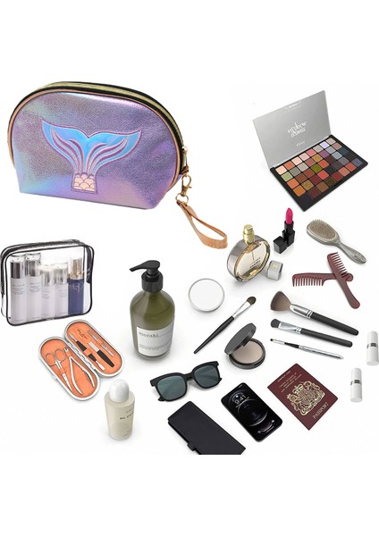 Balık Kuyruğu Lazer Makyaj Çantası Yarı Yuvarlak Nakışlı Çanta C (Yurt Dışından) modelleri