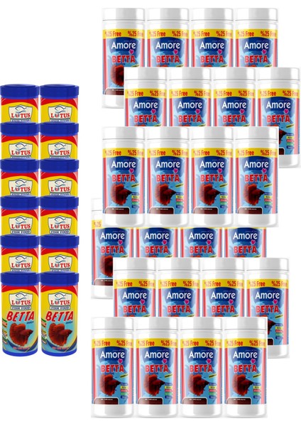 Beta Balığı Yemi 24 x 125 ml ve 12 x 100 ml Lotus Betta Balık Yemi Toptan