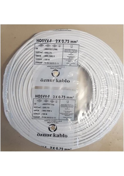 Ttr Kablo 2x0,75 Öznur Beyaz (100 Metre)