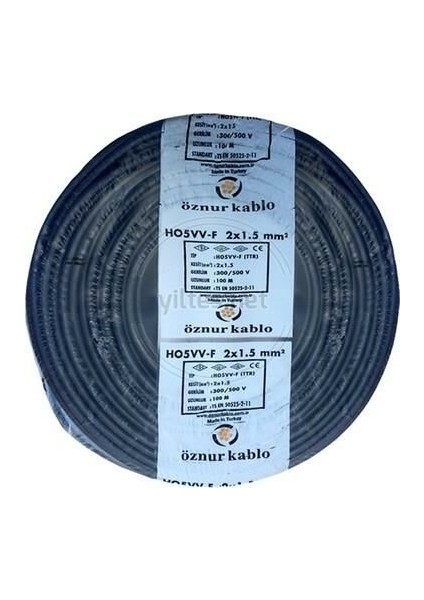 Ttr Kablo 2x1.5 Öznur Siyah (100 Metre)