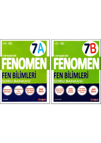 Fenomen Yayıncılık Fenomen 7. Sınıf Fen Bilimleri Soru Bankası (A)+(B) Kitabı 2 Kitap