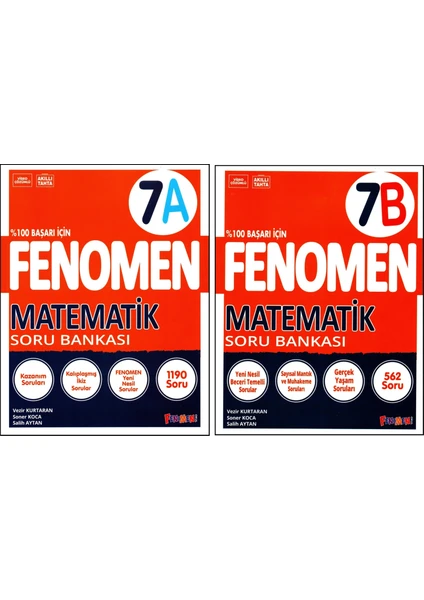 Fenomen Yayıncılık Fenomen 7. Sınıf Matematik Soru Bankası (A)+(B) Kitabı 2 Kitap