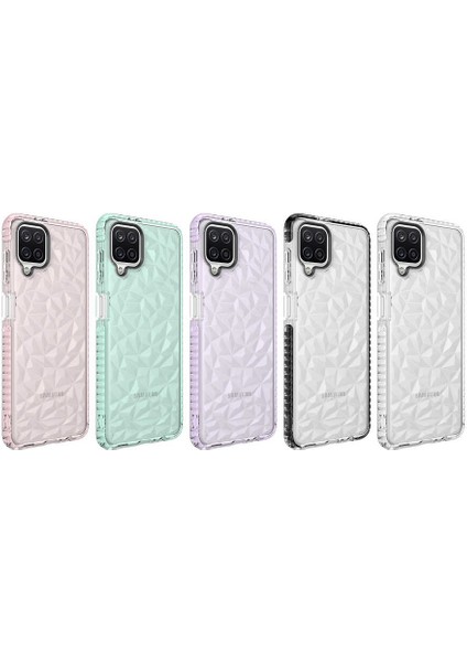 Samsung Galaxy A12 Kılıf Pramit Desenli Renkli Yumuşak Lüks Silikon Kapak (Buz) modelleri
