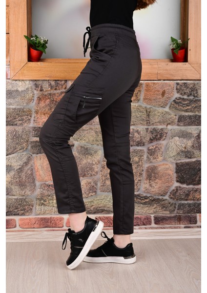 Bel ve Paça Lastikli Yanları Kargo Cep Fermuarlı Bayan PANTOLON-4444 indirimleri