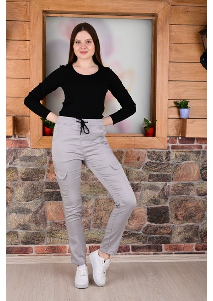 Bel ve Paça Lastikli Yanları Kargo Cep Fermuarlı Bayan PANTOLON-4444 fiyatları
