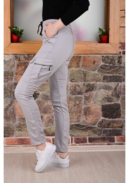 Bel ve Paça Lastikli Yanları Kargo Cep Fermuarlı Bayan PANTOLON-4444 indirimleri