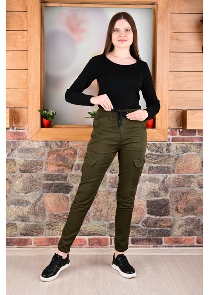 Bel ve Paça Lastikli Yanları Kargo Cep Fermuarlı Bayan PANTOLON-4444 fiyatları