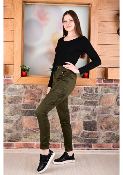 Bel ve Paça Lastikli Yanları Kargo Cep Fermuarlı Bayan PANTOLON-4444 modelleri