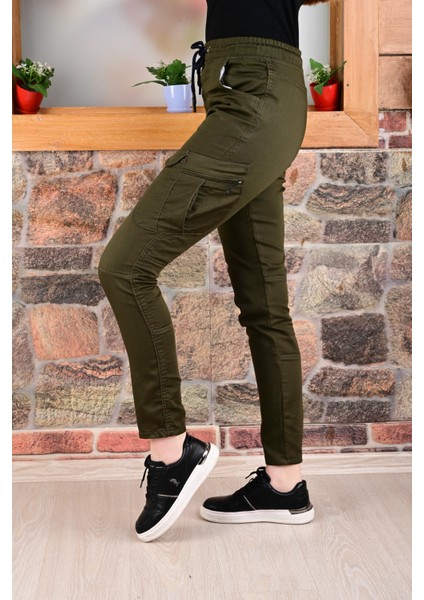 Bel ve Paça Lastikli Yanları Kargo Cep Fermuarlı Bayan PANTOLON-4444 indirimleri