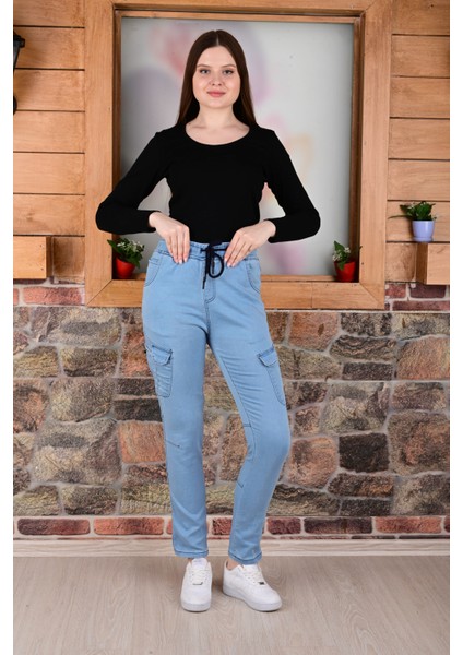 Bel ve Paça Lastikli Yanları Kargo Cep Fermuarlı Bayan PANTOLON-4444 fiyatları