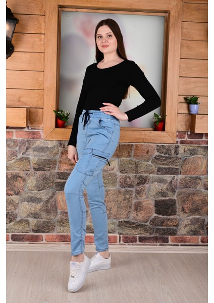 Bel ve Paça Lastikli Yanları Kargo Cep Fermuarlı Bayan PANTOLON-4444 modelleri