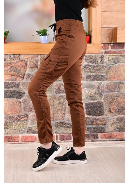 Bel ve Paça Lastikli Yanları Kargo Cep Fermuarlı Bayan PANTOLON-4444 indirimleri