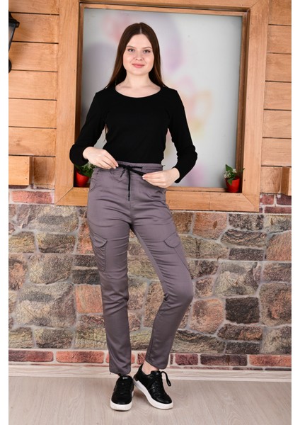 Bel ve Paça Lastikli Yanları Kargo Cep Fermuarlı Bayan PANTOLON-4444 fiyatları