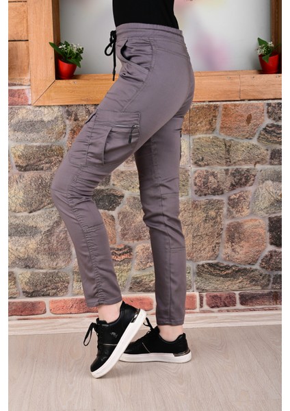 Bel ve Paça Lastikli Yanları Kargo Cep Fermuarlı Bayan PANTOLON-4444 indirimleri