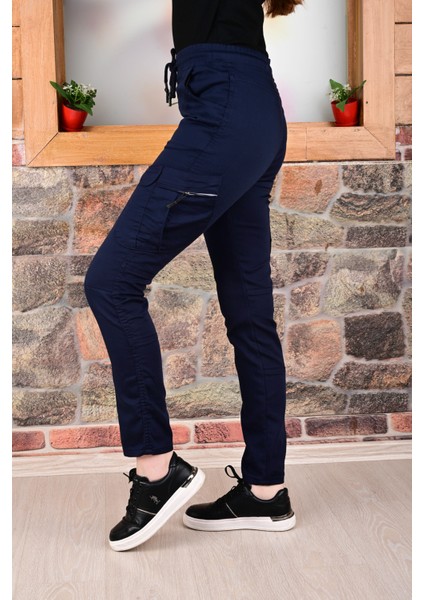 Bel ve Paça Lastikli Yanları Kargo Cep Fermuarlı Bayan PANTOLON-4444 indirimleri