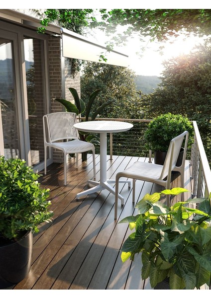 Beyaz 2 Kişilik Cafe Bahçe Masa Sandalye Takımı