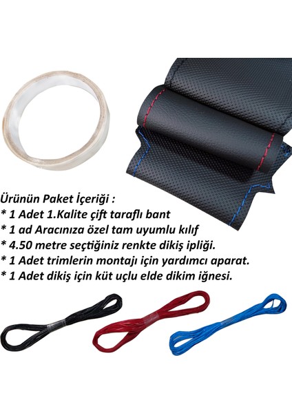 Toyota Corolla 2012-2014 Yariss Spor Desen Kombin Direksiyon Kılıfı Derisi Sökülmeden Yapılır