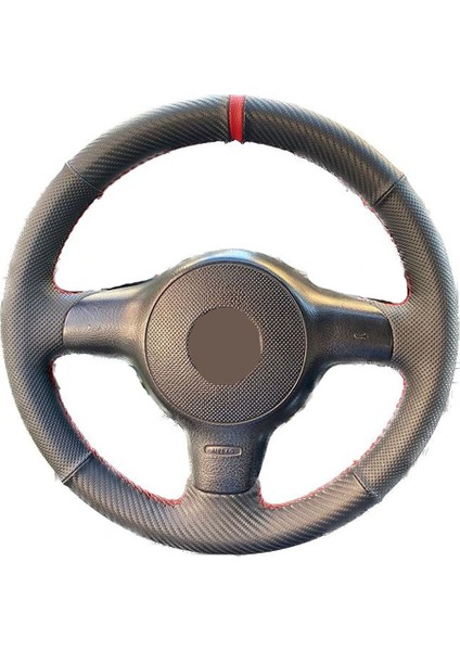 Volkswagen Polo 2001 Karbon Spor Kırmızı Şeritli Kırmızı Dikiş Direksiyon Kılıfı