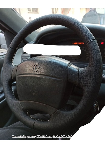 Renault Laguna 1 Derisi Sökülerek Yapılmaya Uygun Klasik Direksiyon Kılıfı Siyah Dikiş