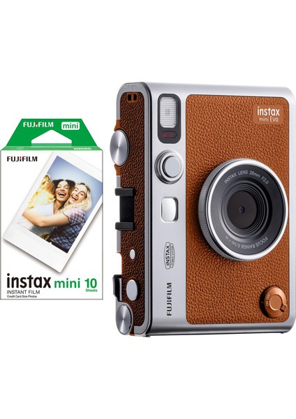 Instax Mini Evo Kahverengi Fotoğraf Makinesi ve 10'lu Film