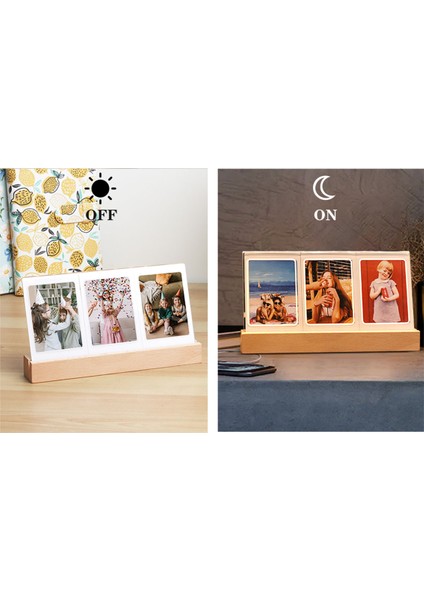 Instax Mini LED Işıklı 3'lü Ahşap Fotoğraf Çerçevesi fırsatları