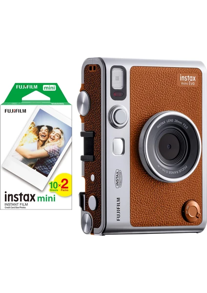 Instax Mini Evo Kahverengi Fotoğraf Makinesi ve 20'li Film