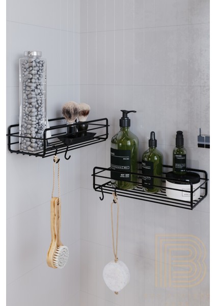 2 Adet Süper Yapışkanlı Kancalı Banyo Düzenleyici Banyo Aksesuar Şampuanlık