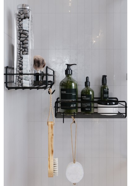 2 Adet Süper Yapışkanlı Kancalı Banyo Düzenleyici Banyo Aksesuar Şampuanlık