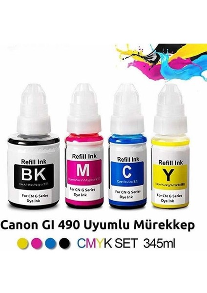 Canon G4400 Mürekkep Seti Muadil (Gı 490) Uyumlu