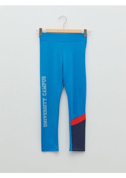 Lcw Kids Beli Lastikli Baskılı Pamuklu Kız Çocuk Uzun Tayt