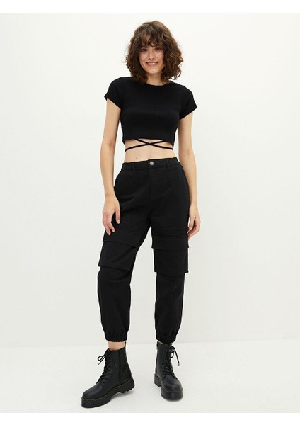 Lcw Casual Normal Bel Standart Fit Cep Detaylı Gabardin Kadın Jogger Pantolon