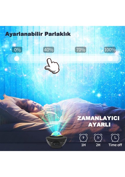 Projektör Gece Lambası Bluetooth Hoparlör Bluetooth Lazer Işıklı Sese Duyarlı Hoparlör Gece Lambası Disko Lambası Parti Lambası