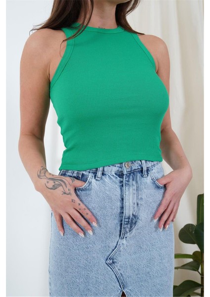 23254307 Kaşkorse Bisiklet Yaka Biyeli Atlet Yesıl