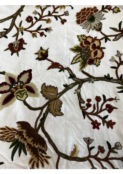 Jwk Fabrics Hint Işi Nakışlı Kadife Kumaş-Chainstit Embroidery (145)