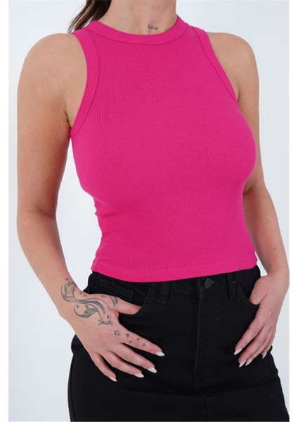 23254307 Kaşkorse Bisiklet Yaka Biyeli Atlet Fusya