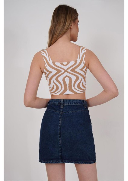 23256430 Triko Desenli Askılı Kare Yaka Atlet Bej fırsatları