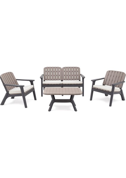 Dış Mekan Bahçe Koltuk Takımı Antrasit ve Kahverengi