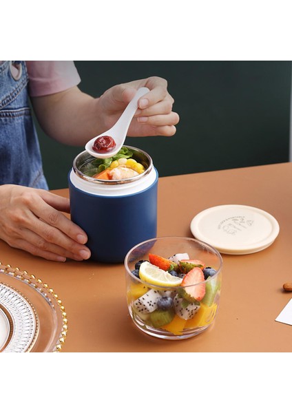 Yoğurt Konteyneri Taşınabilir Kaşık Yalıtımlı Yemek Konteyneri Çorba Çocuk Mavi (Yurt Dışından) indirimleri