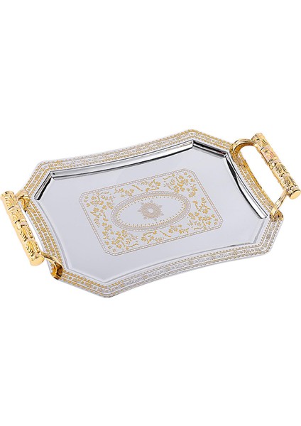 Dekoratif Desen Tepsisi Gıda Depolama Tatlı Tepsileri Ev Altın M (Yurt Dışından)