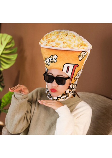 Peluş Patlamış Mısır Şapkası Yenilik Şapkaları Cosplay Başlık Headgear Fotoğraf Pervane (Yurt Dışından) fırsatları
