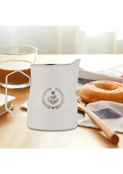 Paslanmaz Çelik Süt Köpüren Sürahi Sürahi Sürahi Sürahi Kabı Yeni Beyaz 350ml A Için (Yurt Dışından)