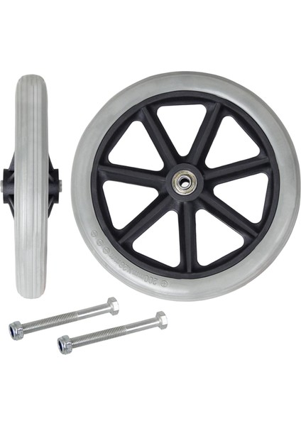 2x Ön Tekerlek 8 Inçlik Yatak Tekerlekli Sandalye Silindirleri Için Gri (Yurt Dışından)