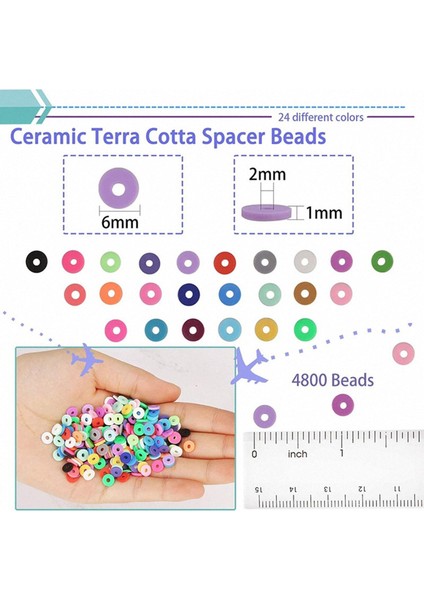24 Izgaralar 6mm Yumuşak Seramik Parçaları Kutu Seti Dıy, 4800pcs Polimer Kil Boncuklar (Yurt Dışından) fiyatları