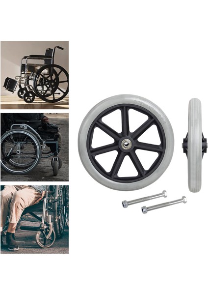 2x Ön Tekerlek 8 Inçlik Yatak Tekerlekli Sandalye Silindirleri Için Gri (Yurt Dışından) indirimleri